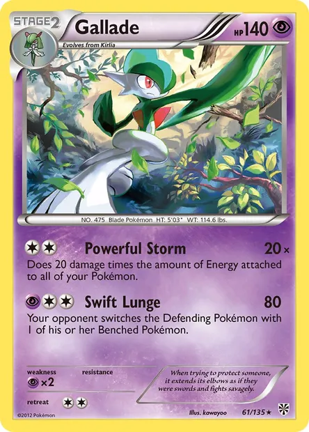 Gallade, Pokémon card PLS 61 — Plasma Storm set