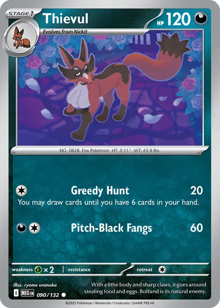 Thievul, Pokémon card MEG 090 — Mega Evolution set