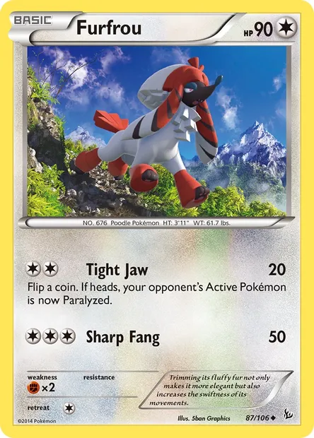 Furfrou, Pokémon card FLF 87 — Flashfire set