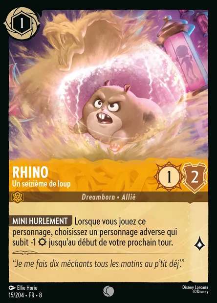 Rhino - Un seizième de loup, carte Disney Lorcana CH8-015 — extension Le Règne de Jafar