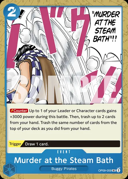 Murder at the Steam Bath, One Piece card OP09-059 — EMPERORS IN THE NEW WORLD set