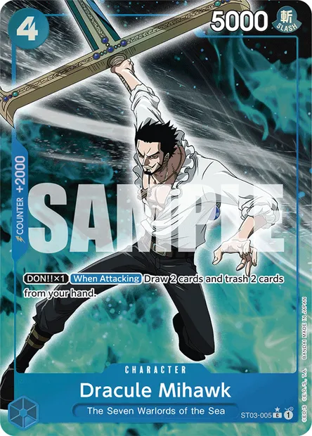 Dracule Mihawk, carte One Piece ST03-005 — extension The Seven Warlords of the Sea