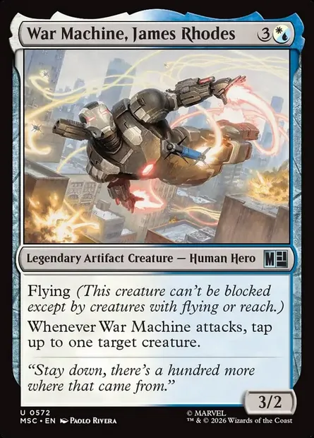 War Machine, James Rhodes, Magic card MSC 572 — Marvel Super Heroes Commander set