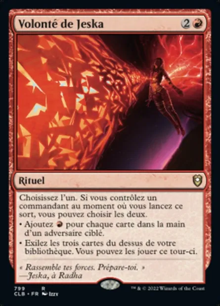 Volonté de Jeska, carte Magic CLB 799 — extension Commander Légendes : la bataille de la Porte de Baldur
