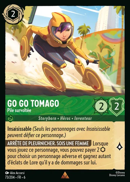 Go Go Tomago - Pile survoltée, carte Disney Lorcana CH6-073 — extension La Mer Azurite