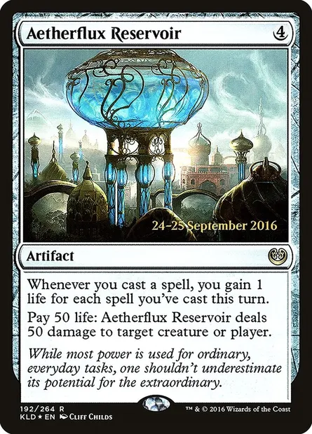 Aetherflux Reservoir, Magic card PKLD 192s — Kaladesh Promos set