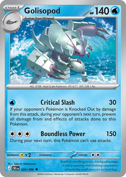 Golisopod, Pokémon card CRI 026 — Chaos Rising set