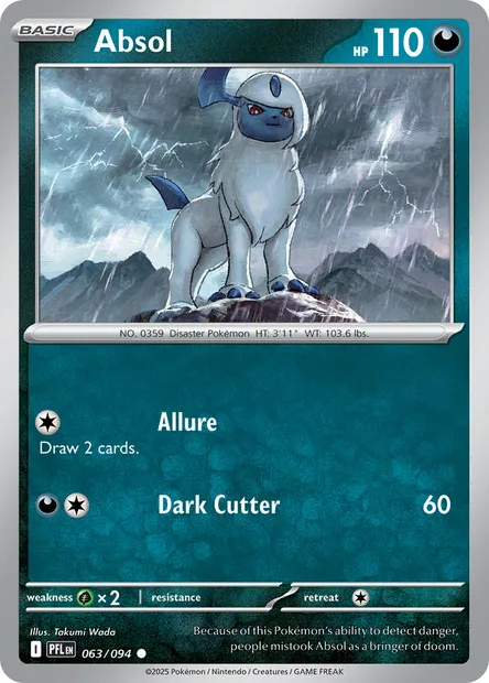 Absol, Pokémon card PFL 063 — Phantasmal Flames set