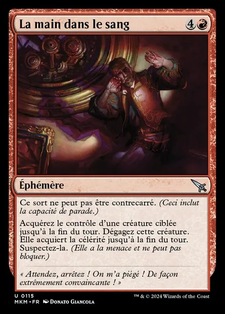 La main dans le sang, carte Magic MKM 115 — extension Murders at Karlov Manor