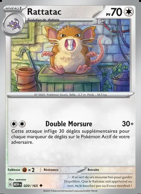 Rattatac, carte Pokémon MEW 020 — extension 151