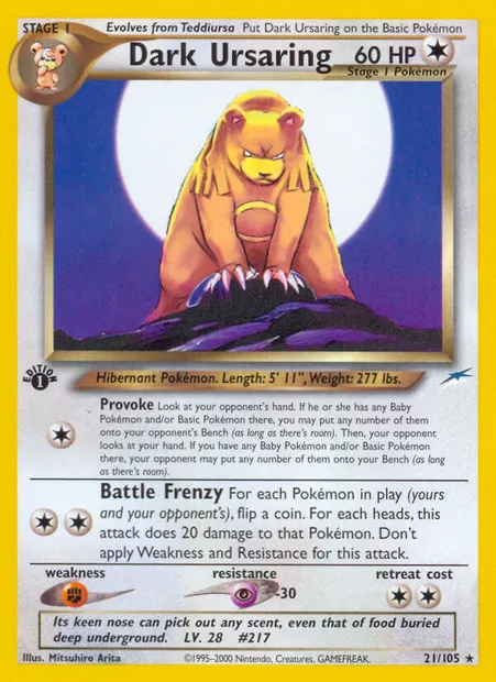 Dark Ursaring, Pokémon card NDE 21 — Neo Destiny set