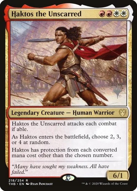 Haktos, l'épargné, carte Magic PTHB 218p — extension Theros Beyond Death Promos