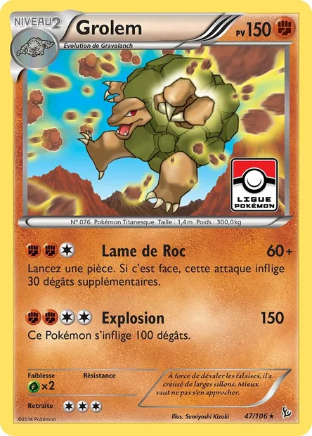 Grolem, carte Pokémon FLF 47 — extension Étincelles