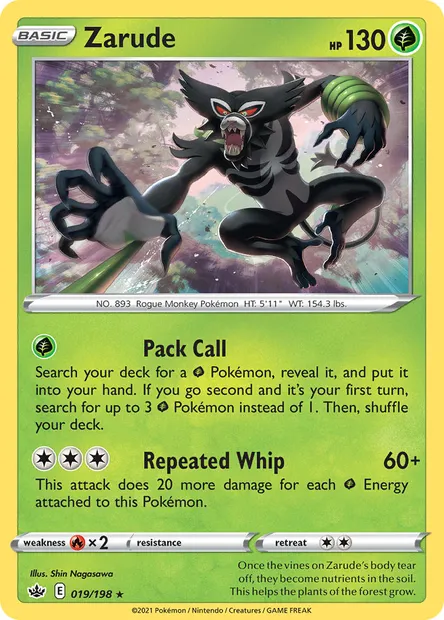 Zarude, Pokémon card CRE 19 — Chilling Reign set