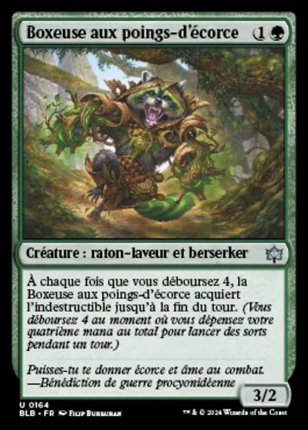 Boxeuse aux poings-d'écorce, carte Magic BLB 164 — extension Bloomburrow