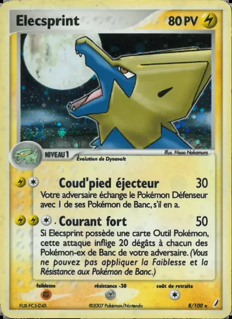 Élecsprint, carte Pokémon CG 8 — extension EX Gardiens de Cristal