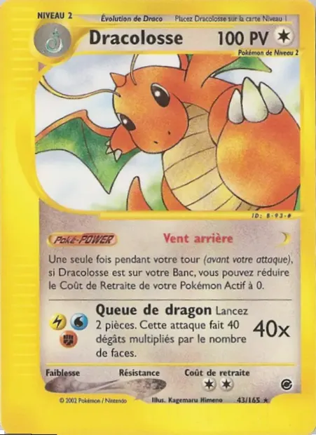 Dracolosse, carte Pokémon EX 43 — extension Expedition