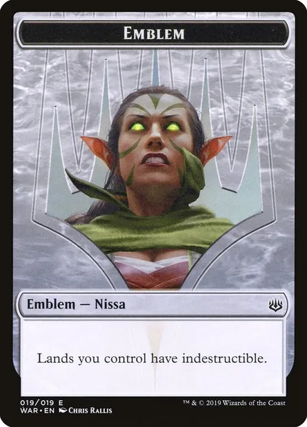 Nissa, Who Shakes the World Emblem, carte Magic TWAR 19 — extension War of the Spark Tokens