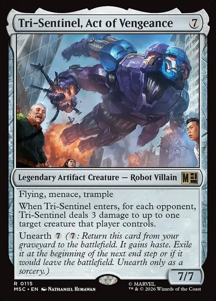 Tri-Sentinel, Act of Vengeance, Magic card MSC 115 — Marvel Super Heroes Commander set