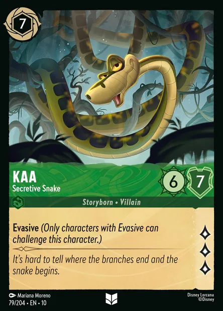 Kaa - Secretive Snake, Disney Lorcana card CH10-079 — Whispers in the Well set