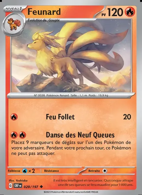 Feunard, carte Pokémon OBF 029 — extension Flammes Obsidiennes
