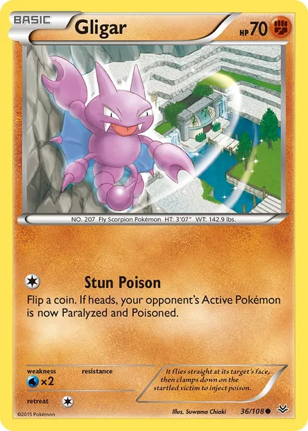 Gligar, Pokémon card ROS 36 — Roaring Skies set