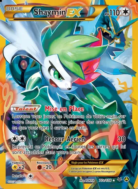 Shaymin EX, carte Pokémon ROS 77a — extension Ciel Rugissant
