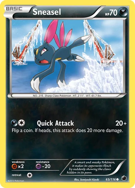 Sneasel, Pokémon card PLF 65 — Plasma Freeze set