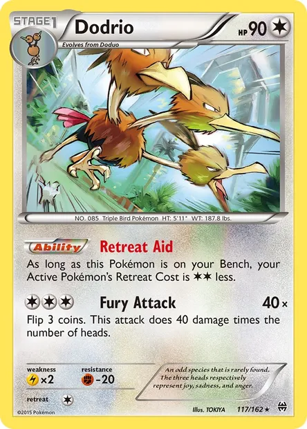 Dodrio, Pokémon card BKT 117 — BREAKthrough set