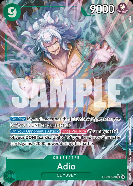 Adio, One Piece card OP09-023 — EMPERORS IN THE NEW WORLD set