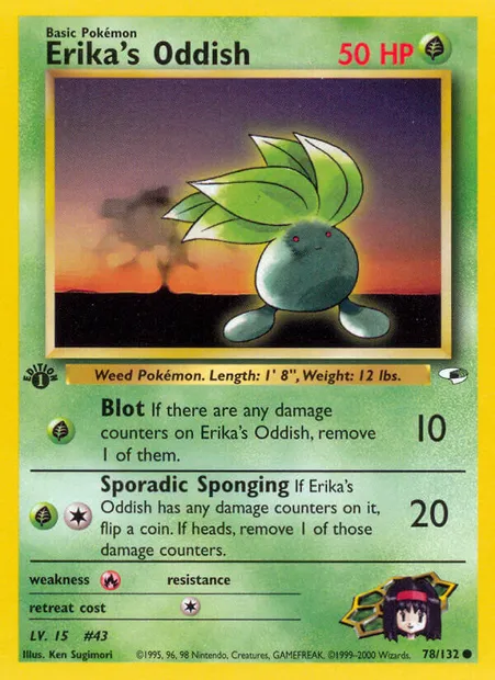 Erika's Oddish, Pokémon card GH 78 — Gym Heroes set