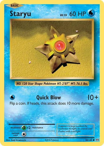 Staryu, Pokémon card EVO 30 — Evolutions set