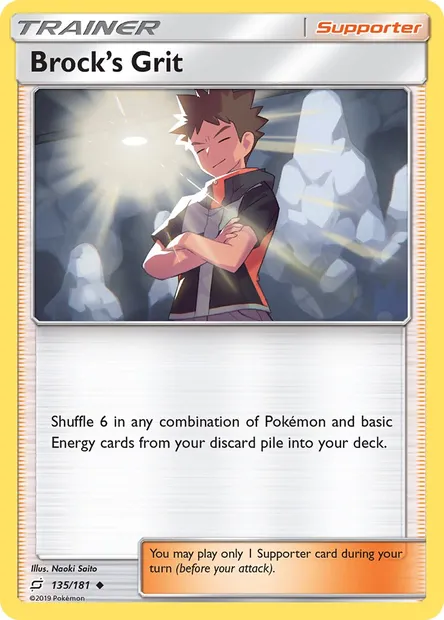 Brock’s Grit, Pokémon card TEU 135 — Team Up set