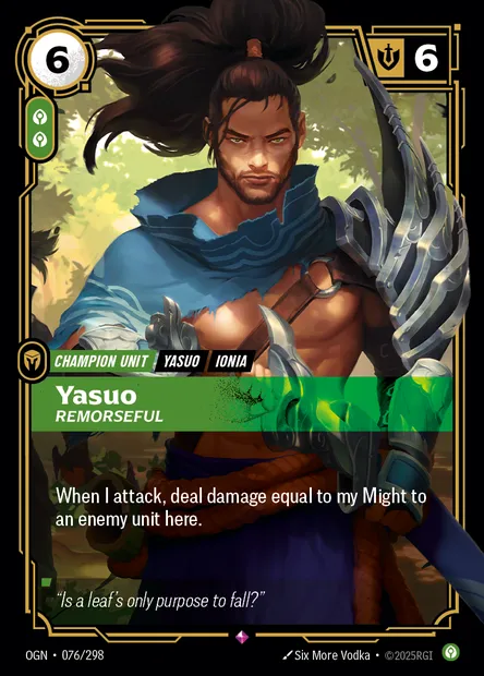 Yasuo, carte Riftbound OGN 076 — extension Origins