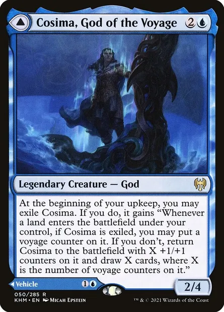 Cosima, God of the Voyage // The Omenkeel, Magic card KHM 50 — Kaldheim set