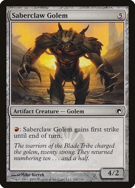 Saberclaw Golem, Magic card SOM 200 — Scars of Mirrodin set