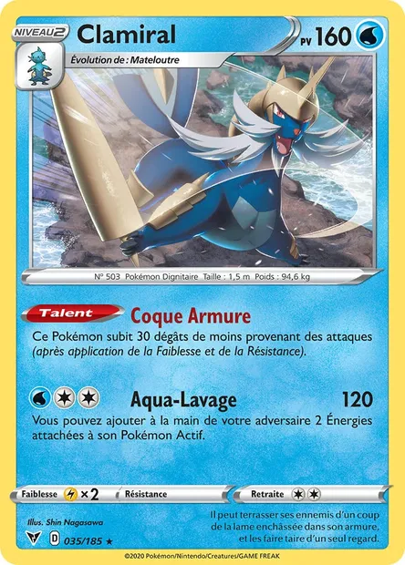 Clamiral, carte Pokémon VIV 35 — extension Voltage Éclatant