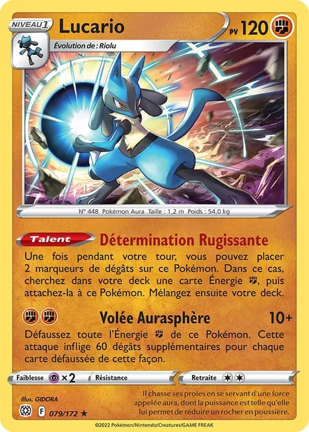 Lucario, carte Pokémon BRS 079 — extension Stars Étincelantes