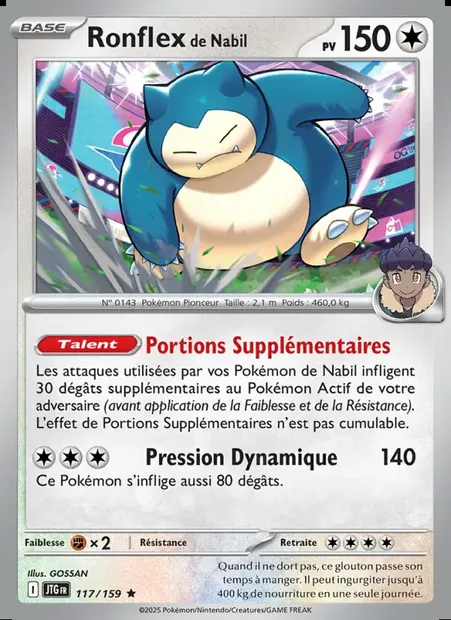 Ronflex de Nabil, carte Pokémon JTG 117 — extension Aventures Ensemble