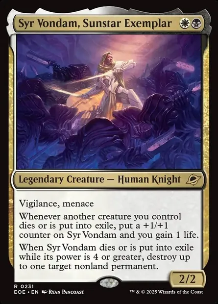 Syr Vondam, Sunstar Exemplar, Magic card EOE 231 — Edge of Eternities set