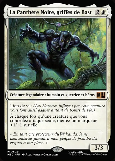 La Panthère Noire, griffes de Bast, carte Magic MSC 829 — extension Marvel Super Heroes Commander