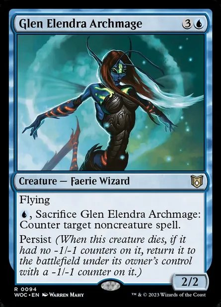 Glen Elendra Archmage, Magic card WOC 94 — Wilds of Eldraine Commander set