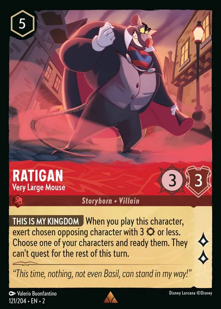 Ratigan - Very Large Mouse, Disney Lorcana card CH2-121 — Rise of the Floodborn set