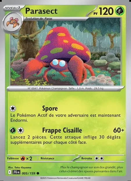 Parasect, carte Pokémon JTG 005 — extension Aventures Ensemble