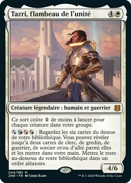 Tazri, flambeau de l'unité, carte Magic ZNR 44 — extension Renaissance de Zendikar