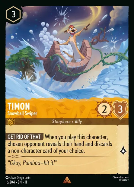 Timon - Snowball Swiper, Disney Lorcana card CH11-016 — Winterspell set