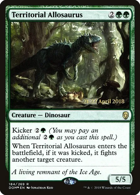 Territorial Allosaurus, Magic card PDOM 184s — Dominaria Promos set
