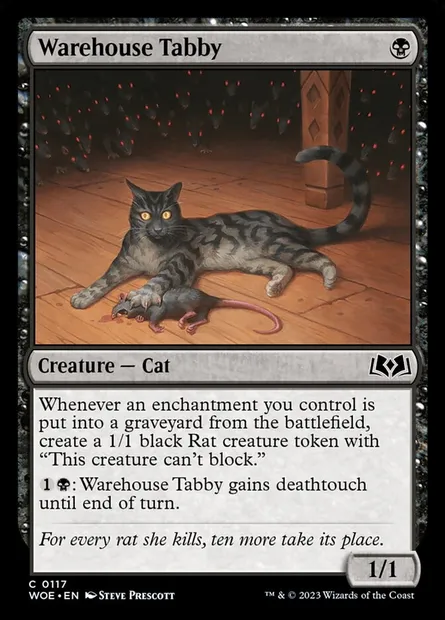Warehouse Tabby, Magic card WOE 117 — Wilds of Eldraine set