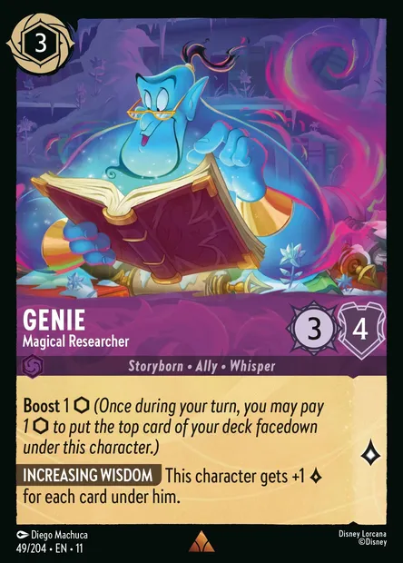 Genie - Magical Researcher, Disney Lorcana card CH11-049 — Winterspell set