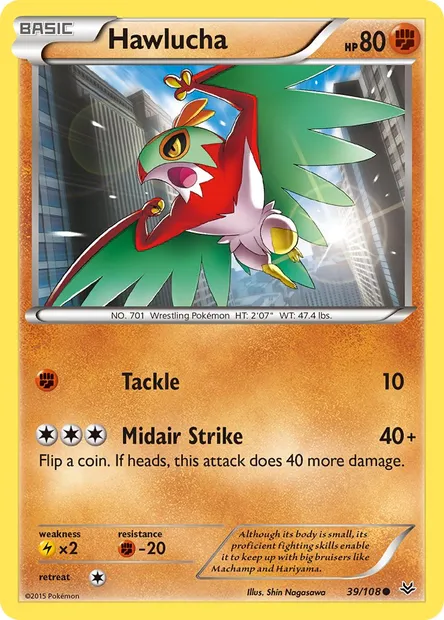 Hawlucha, Pokémon card ROS 39 — Roaring Skies set